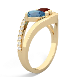 Blue Topaz Nestled Heart Keepsake 14K Yellow Gold ring R5650