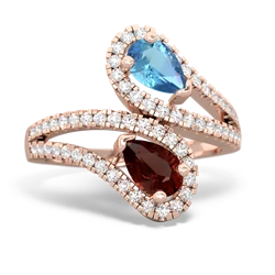 Blue Topaz Diamond Dazzler 14K Rose Gold ring R3000