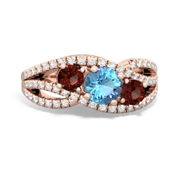 Blue Topaz Three Stone Aurora 14K Rose Gold ring R3080