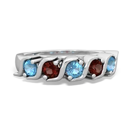 Blue Topaz Anniversary Band 14K White Gold ring R2089