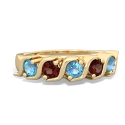 Blue Topaz Anniversary Band 14K Yellow Gold ring R2089