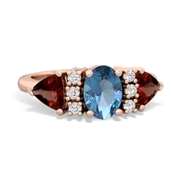 Blue Topaz Antique Style Three Stone 14K Rose Gold ring R2186