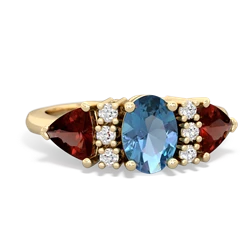 Blue Topaz Antique Style Three Stone 14K Yellow Gold ring R2186