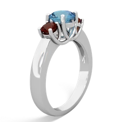 Blue Topaz Three Stone Round Trellis 14K White Gold ring R4018