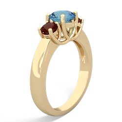 Blue Topaz Three Stone Round Trellis 14K Yellow Gold ring R4018