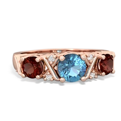 Blue Topaz Hugs And Kisses 14K Rose Gold ring R5016