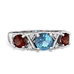 Blue Topaz Hugs And Kisses 14K White Gold ring R5016