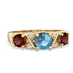 Blue Topaz Hugs And Kisses 14K Yellow Gold ring R5016