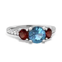 Blue Topaz Pave Trellis 14K White Gold ring R5500