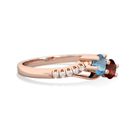 Blue Topaz Infinity Pave Two Stone 14K Rose Gold ring R5285