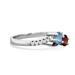 Blue Topaz Infinity Pave Two Stone 14K White Gold ring R5285