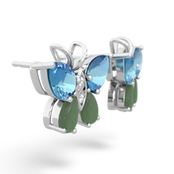 Blue Topaz Butterfly 14K White Gold earrings E2215