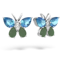 Blue Topaz Butterfly 14K White Gold earrings E2215