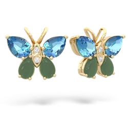 Blue Topaz Butterfly 14K Yellow Gold earrings E2215