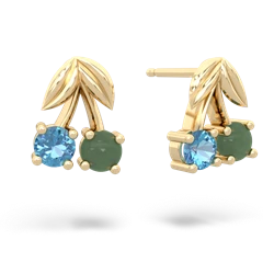 Blue Topaz Sweet Cherries 14K Yellow Gold earrings E7001