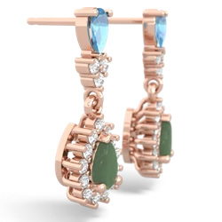 Blue Topaz Halo Pear Dangle 14K Rose Gold earrings E1882