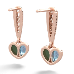 Blue Topaz Filligree Heart 14K Rose Gold earrings E5070