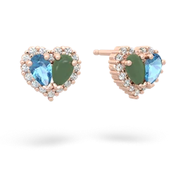 Blue Topaz Halo 14K Rose Gold earrings E7008
