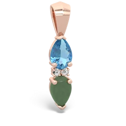 Blue Topaz Bowtie Drop 14K Rose Gold pendant P0865