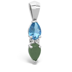 Blue Topaz Bowtie Drop 14K White Gold pendant P0865