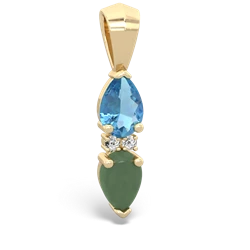 Blue Topaz Bowtie Drop 14K Yellow Gold pendant P0865
