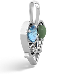 Blue Topaz Celtic Trinity Heart 14K White Gold pendant P5331