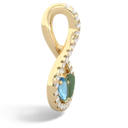 Blue Topaz Pave Twist 'One Heart' 14K Yellow Gold pendant P5360