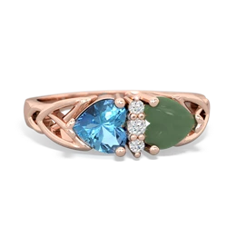 Blue Topaz Celtic Knot Double Heart 14K Rose Gold ring R5040