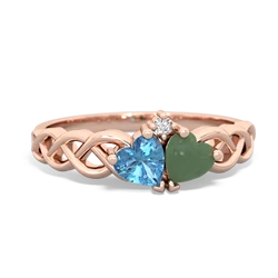 Blue Topaz Heart To Heart Braid 14K Rose Gold ring R5870