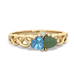 Blue Topaz Heart To Heart Braid 14K Yellow Gold ring R5870