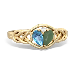 Blue Topaz Celtic Love Knot 14K Yellow Gold ring R5420