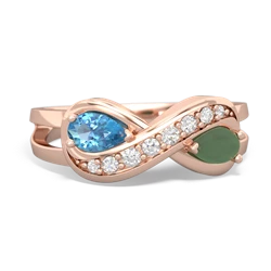 Blue Topaz Diamond Infinity 14K Rose Gold ring R5390