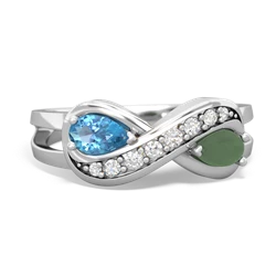 Blue Topaz Diamond Infinity 14K White Gold ring R5390