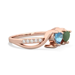 Blue Topaz Side By Side 14K Rose Gold ring R3090