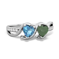 Blue Topaz Side By Side 14K White Gold ring R3090