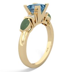 Blue Topaz 6Mm Princess Eternal Embrace Engagement 14K Yellow Gold ring C2002