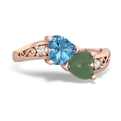 Blue Topaz Snuggling Hearts 14K Rose Gold ring R2178