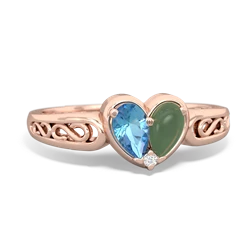 Blue Topaz Filligree 'One Heart' 14K Rose Gold ring R5070