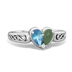 Blue Topaz Filligree 'One Heart' 14K White Gold ring R5070