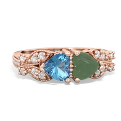 Blue Topaz Diamond Butterflies 14K Rose Gold ring R5601