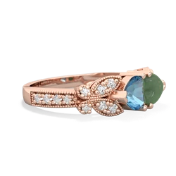 Blue Topaz Diamond Butterflies 14K Rose Gold ring R5601