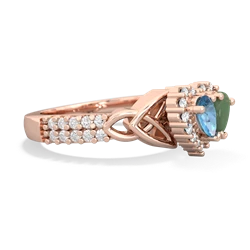 Blue Topaz Celtic Knot Two Hearts As One 14K Rose Gold ring R2644HRT