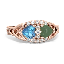 Blue Topaz Sparkling Celtic Knot 14K Rose Gold ring R2645