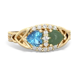 Blue Topaz Sparkling Celtic Knot 14K Yellow Gold ring R2645