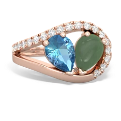 Blue Topaz Nestled Heart Keepsake 14K Rose Gold ring R5650