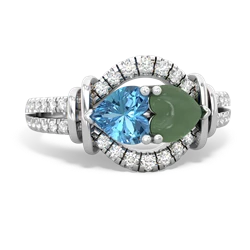 Blue Topaz Art-Deco Keepsake 14K White Gold ring R5630