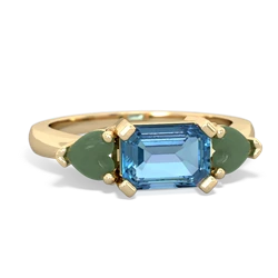 Blue Topaz Three Stone 14K Yellow Gold ring R5235