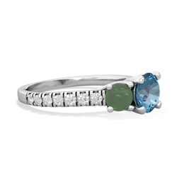 Blue Topaz Pave Trellis 14K White Gold ring R5500