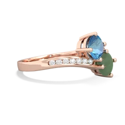 Blue Topaz Channel Set Two Stone 14K Rose Gold ring R5303