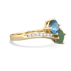 Blue Topaz Channel Set Two Stone 14K Yellow Gold ring R5303